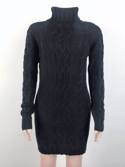 Creamtopmall Turtleneck Cable Knit Dress