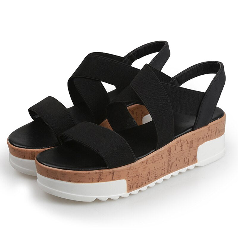 Creamtopmall Stretch Fabric Platform Flat Sandals