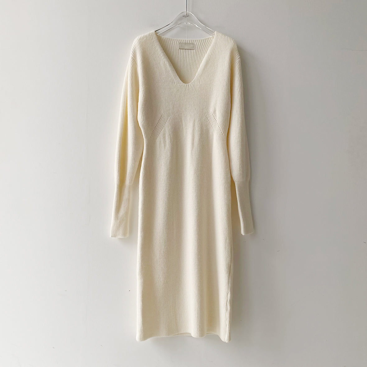 Creamtopmall Office V-neck Long Sleeves Knitted Dress