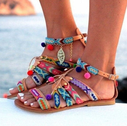 Creamtopmall Bohemian Fish Mouth Sandals