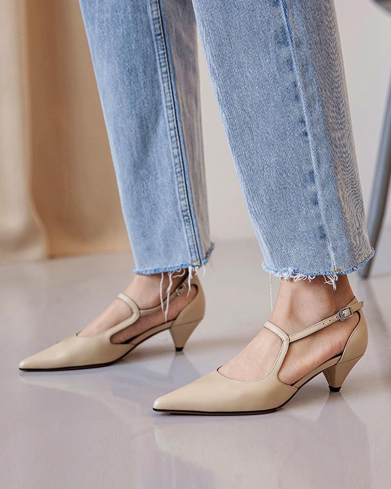 Creamtopmall Pointy Toe Mary Jane Casual Shoes