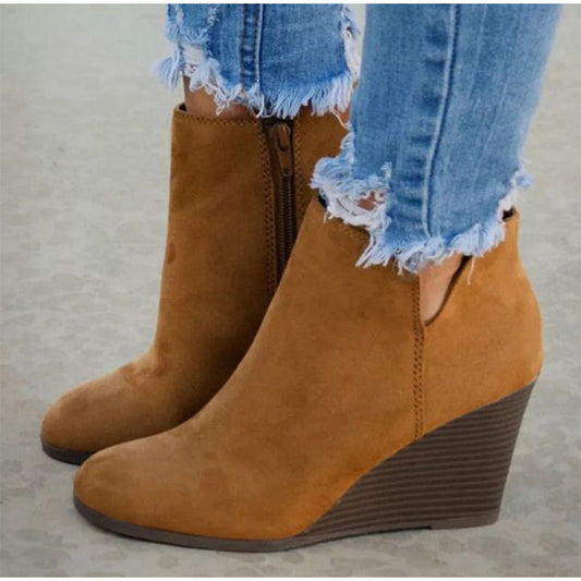 Creamtopmall High Heels Wedges Ankle Boots