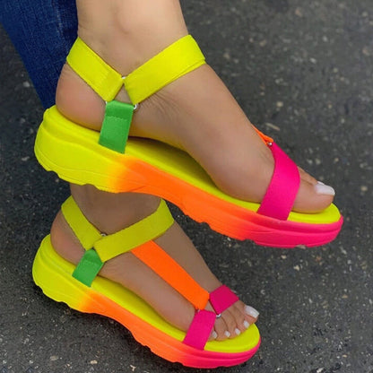 Creamtopmall Multi Colors Flat Sandals