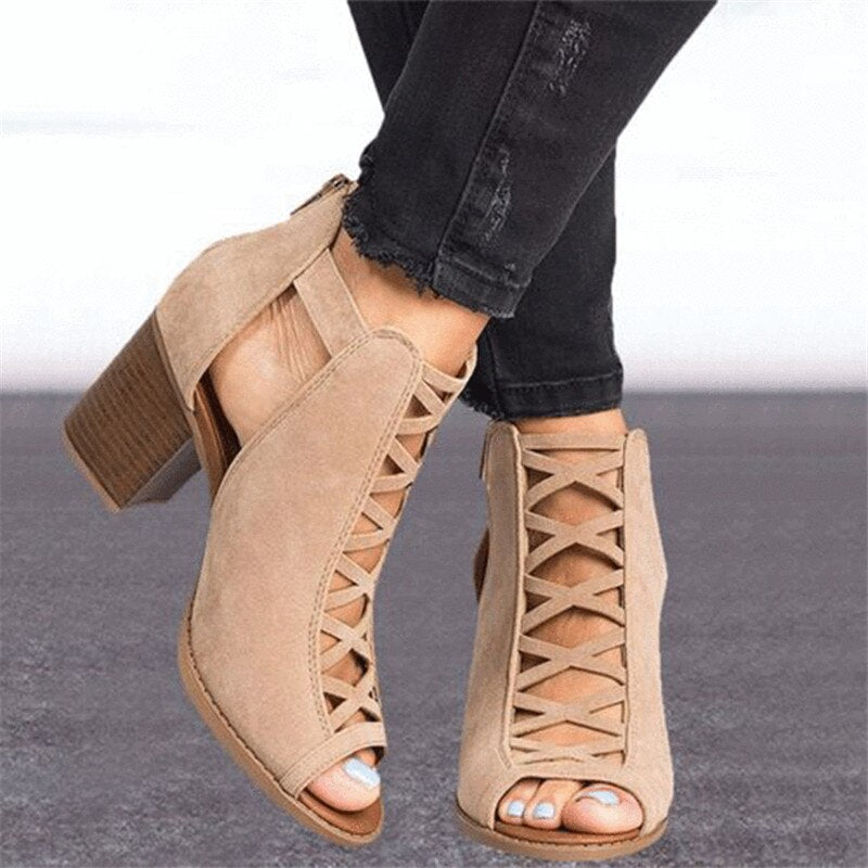 Creamtopmall High Heels Fish Mouth Sandals