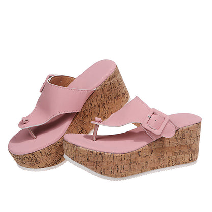 Creamtopmall Wedge Thick Bottom Flip Flops