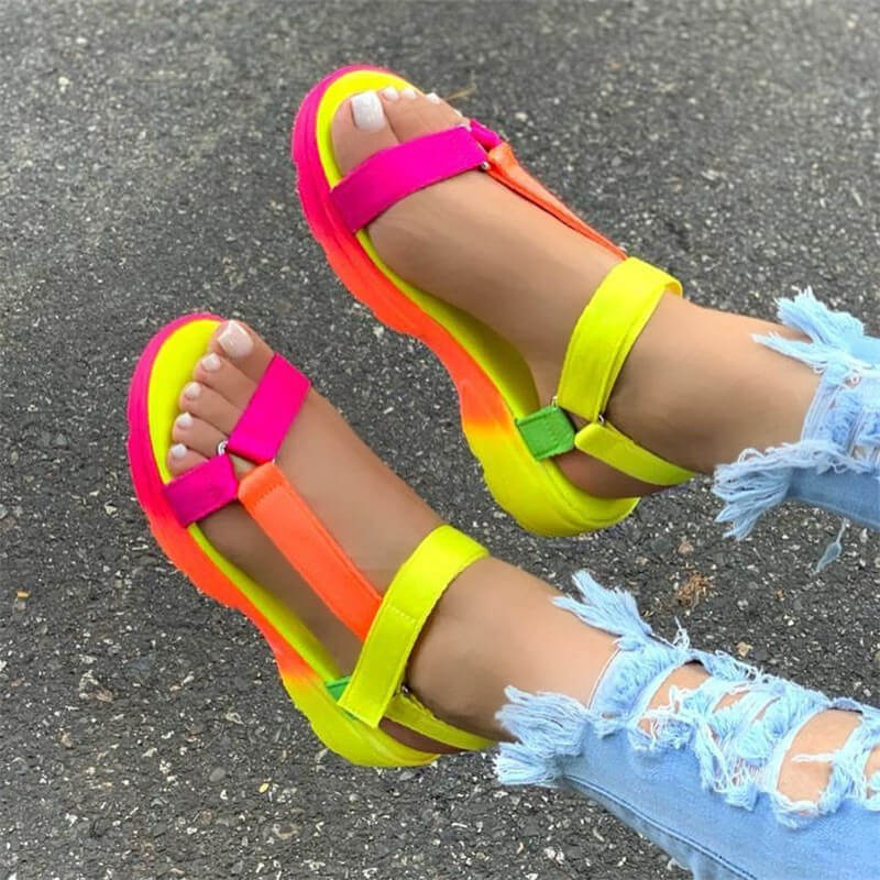 Creamtopmall Multi Colors Flat Sandals