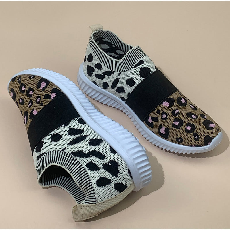 Creamtopmall Leopard Vulcanized Slip-On Sneakers