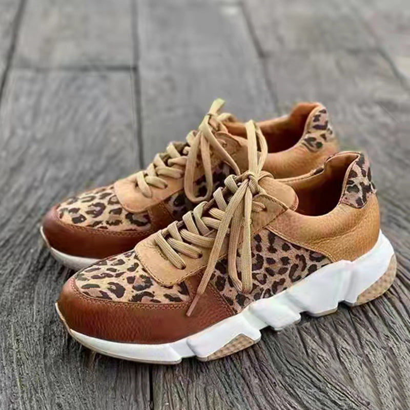 Creamtopmall Breathable Elastic Leopard Vulcanized Sneakers