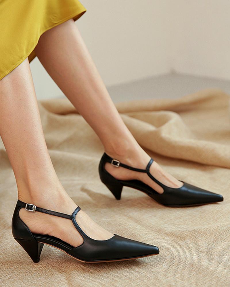 Creamtopmall Pointy Toe Mary Jane Casual Shoes