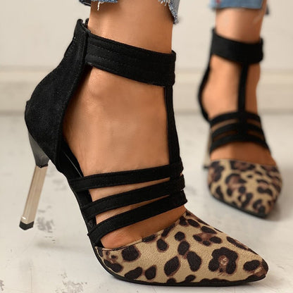 Creamtopmall Leopard Thin High Heels Sandals