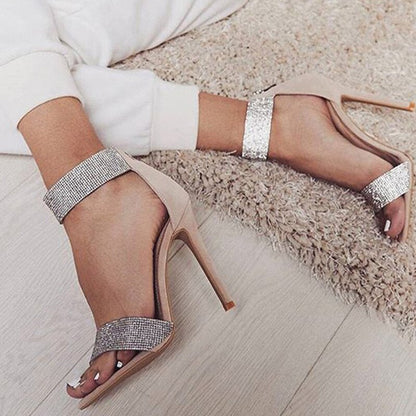 Creamtopmall Bling Ankle Strap Cover High Heels Sandals