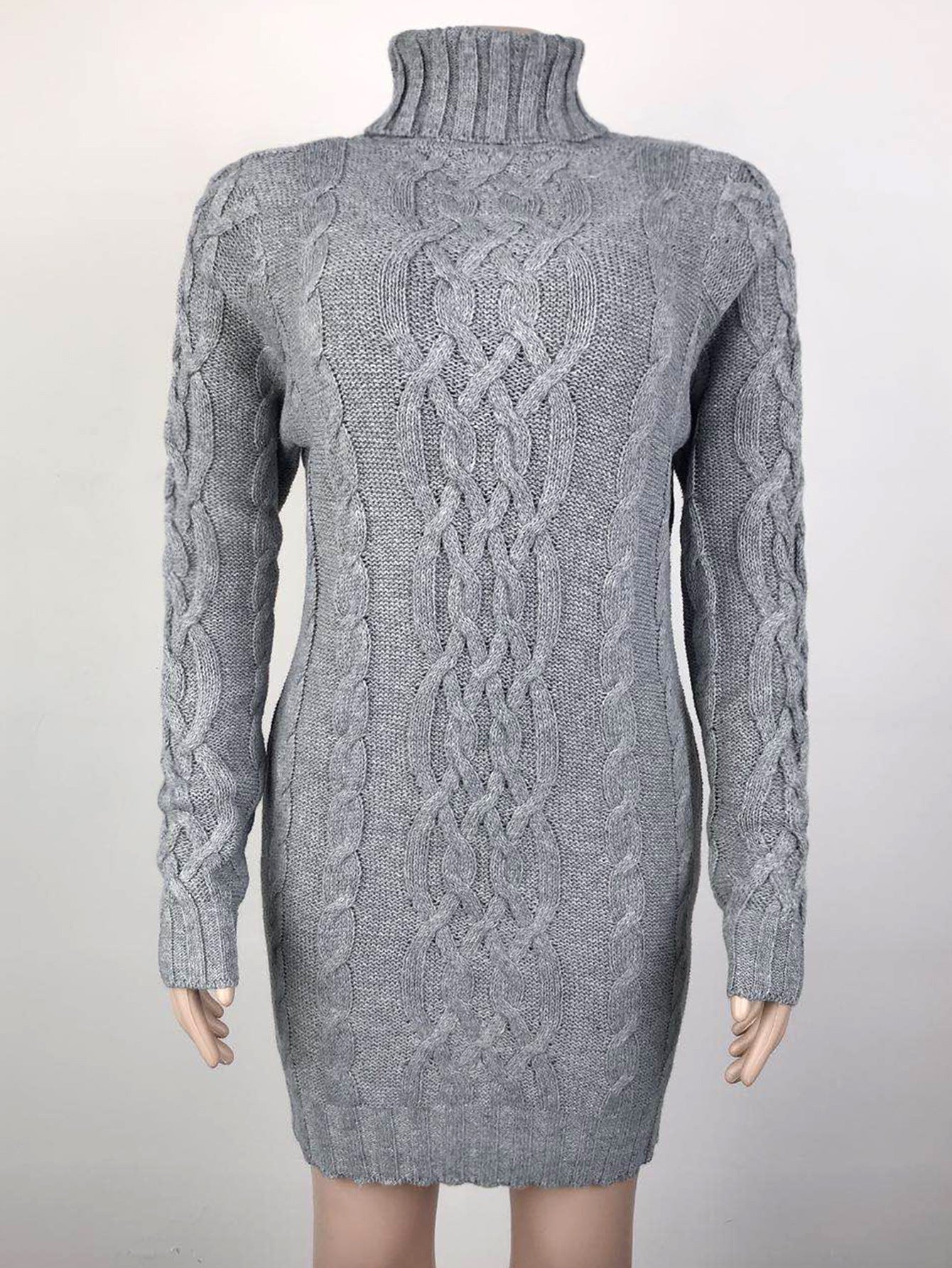 Creamtopmall Turtleneck Cable Knit Dress