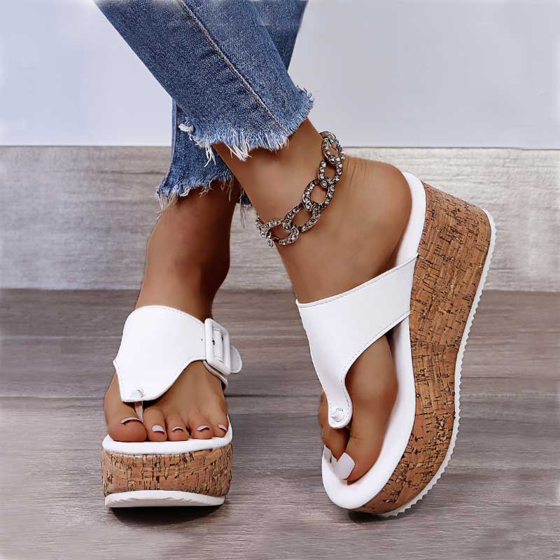 Creamtopmall Wedge Thick Bottom Flip Flops