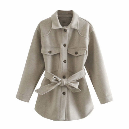 Creamtopmall Chic Turn Down Collar Elegant Wool Coats