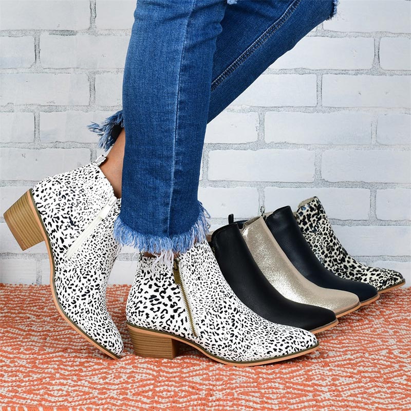 Creamtopmall Zipper Thick Heel Ankle Boots