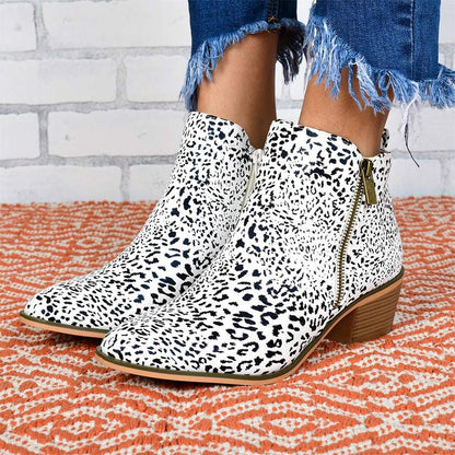 Creamtopmall Zipper Thick Heel Ankle Boots