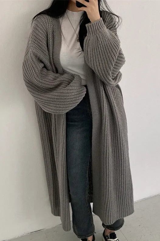 Creamtopmall Vintage Loose Long Knitted Sweater Coat