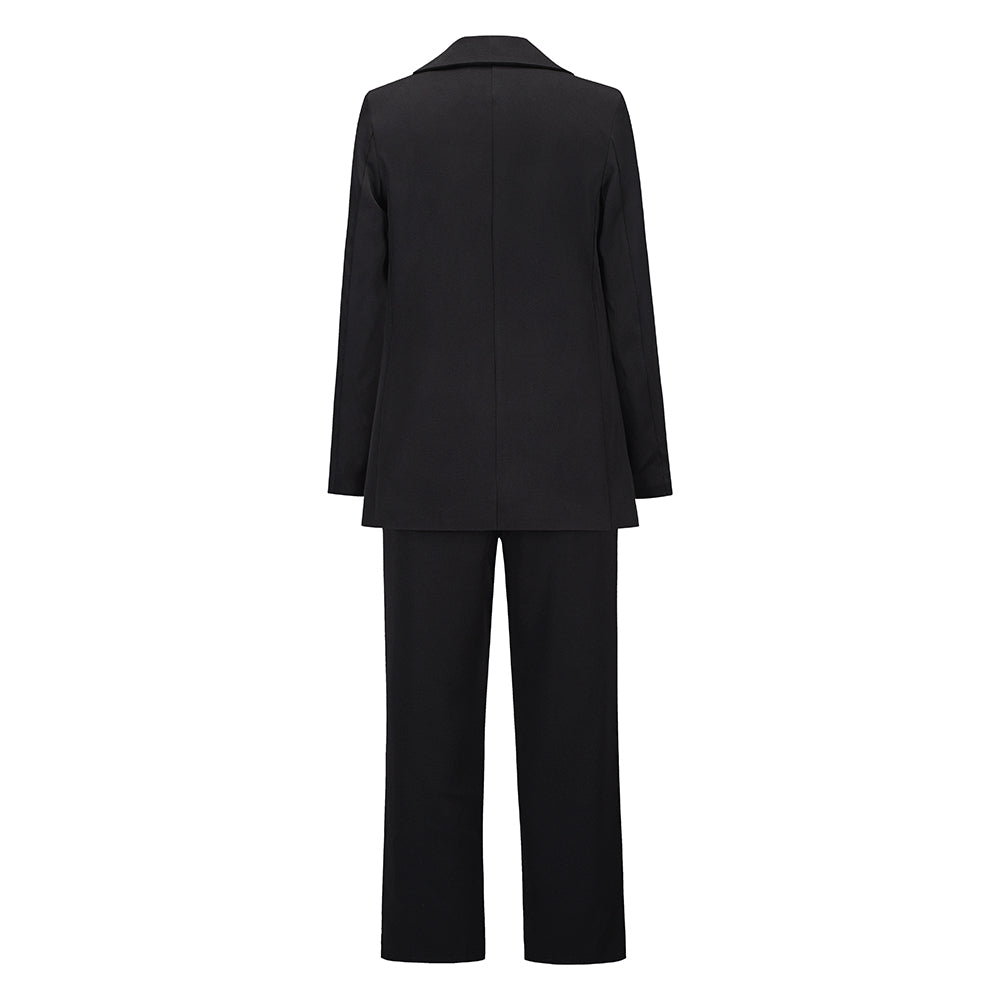 Creamtopmall Large Lapel Double Breasted Blazer and Straight Pants Set