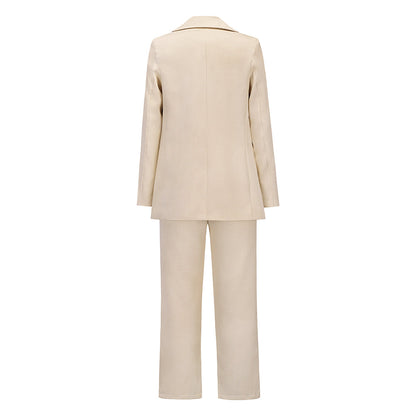 Creamtopmall Large Lapel Double Breasted Blazer and Straight Pants Set