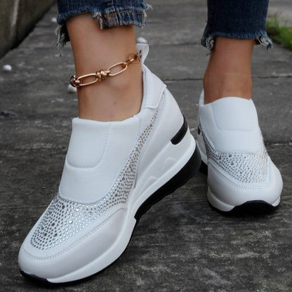 Creamtopmall Sequin wedge slip-on sneakers