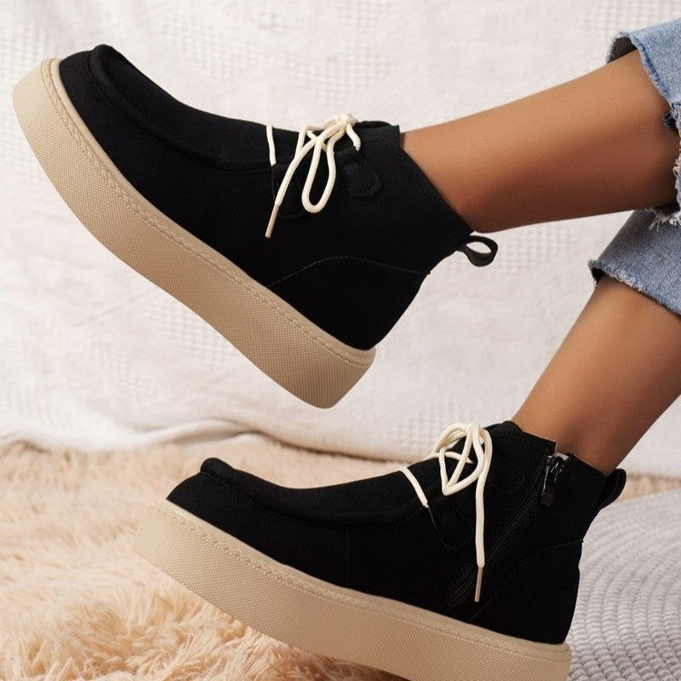 Creamtopmall Suede mid-cut flat sneakers