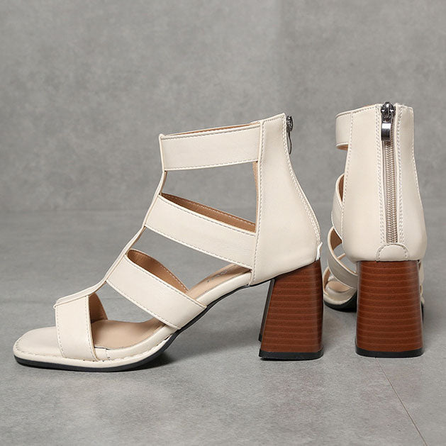 Creamtopmall Retro Thin strap Thick heel Roman Sandals