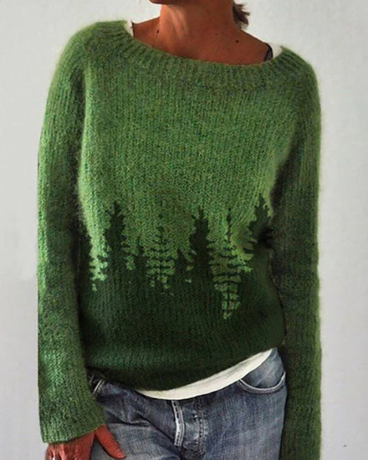 Creamtopmall Forest pattern pullover sweater