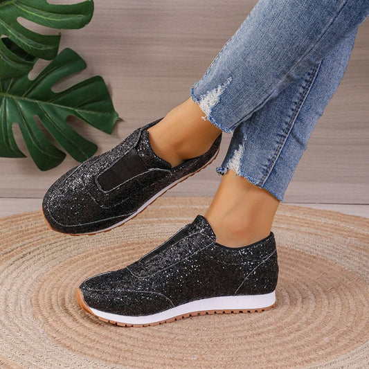 Creamtopmall Starry Sequins Slip On Sneakers