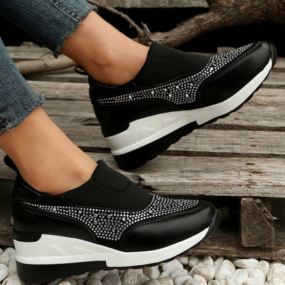 Creamtopmall Sequin wedge slip-on sneakers