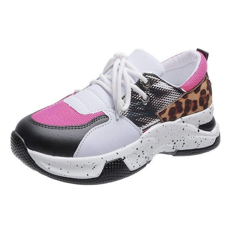 Creamtopmall Leopard Mesh Breathable Color Patchwork Sneakers