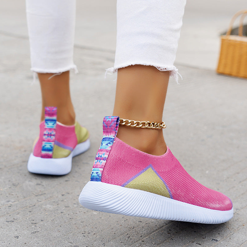 Creamtopmall Colorful Fly Knit Slip on Sneakers