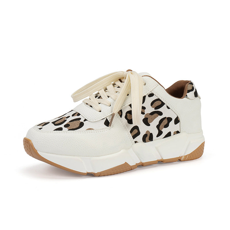 Creamtopmall Leopard-patterned Platform PU Sneakers