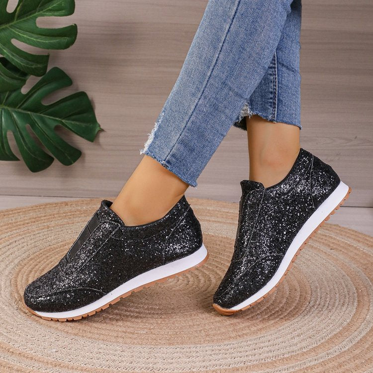 Creamtopmall Starry Sequins Slip On Sneakers