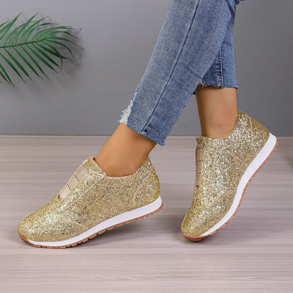 Creamtopmall Starry Sequins Slip On Sneakers