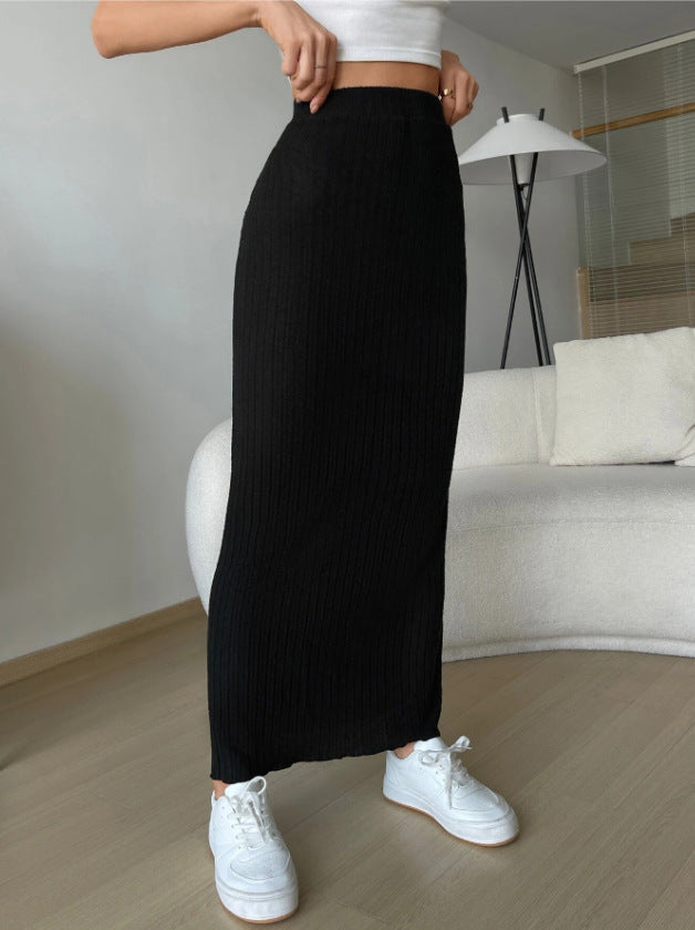 Creamtopmall CozyKnit High-waisted slim-fitting knitted skirt