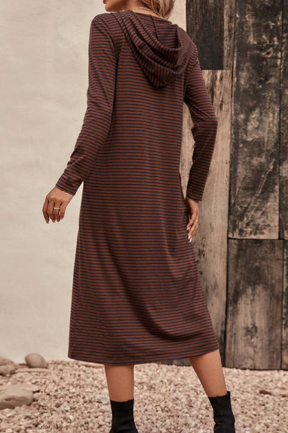 Creamtopmall Striped hooded slim long sleeve dress