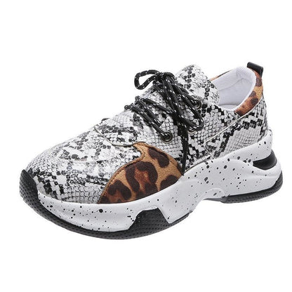 Creamtopmall Leopard Mesh Breathable Color Patchwork Sneakers