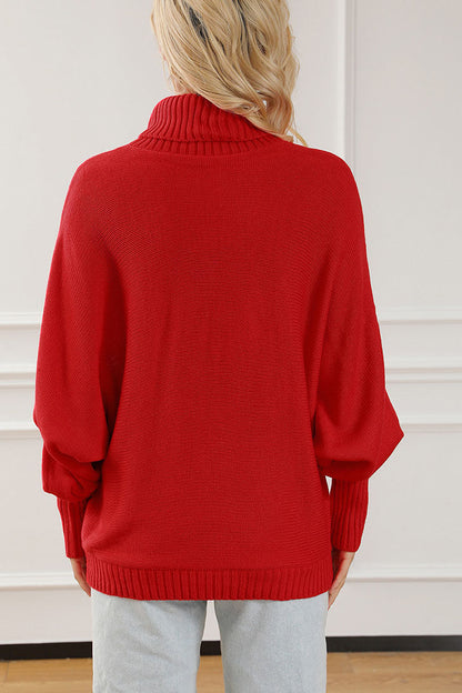 Creamtopmall Merry Holiday turtleneck bat sleeve sweater