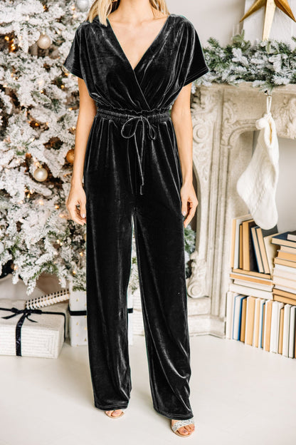 creamtopmall Holiday Vixen Emerald Green Velvet Jumpsuit