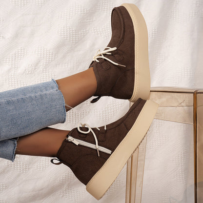 Creamtopmall Suede mid-cut flat sneakers