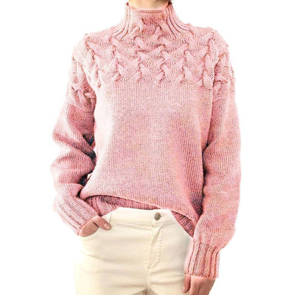 Creamtopmall Unique braided turtleneck pullover sweater