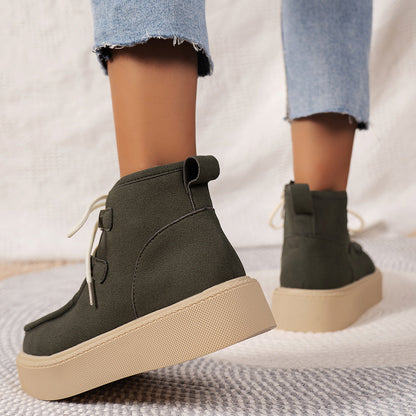 Creamtopmall Suede mid-cut flat sneakers