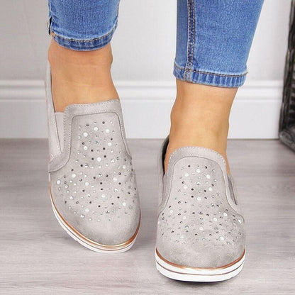 Creamtopmall Wedge Rhinestone inner Heightened Loafers