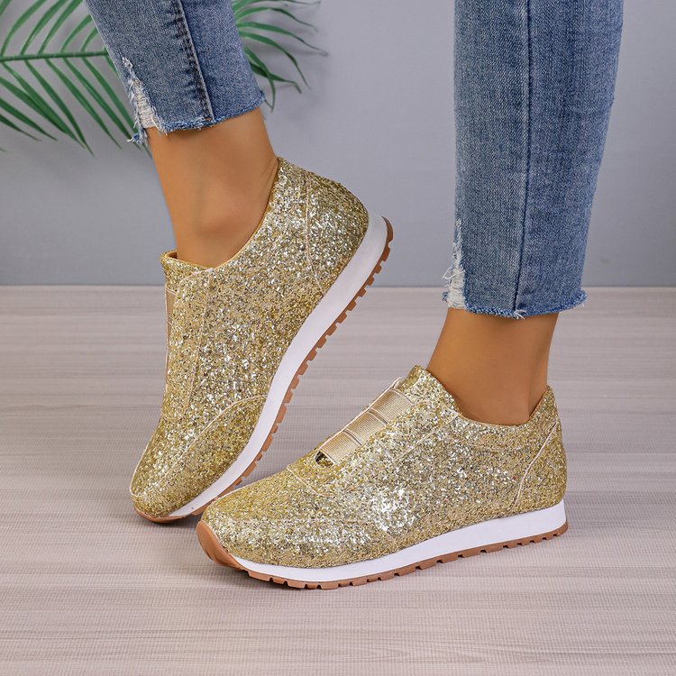 Creamtopmall Starry Sequins Slip On Sneakers