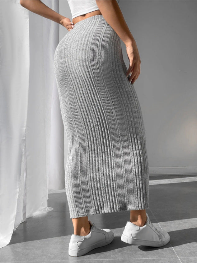 Creamtopmall CozyKnit Irregular stripes slim-fitting knitted skirt