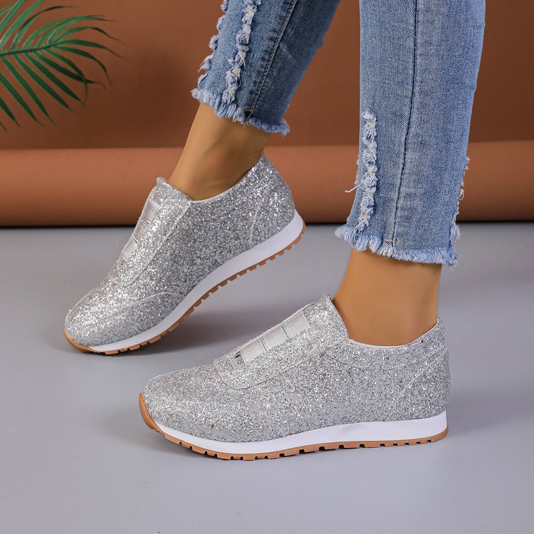 Creamtopmall Starry Sequins Slip On Sneakers