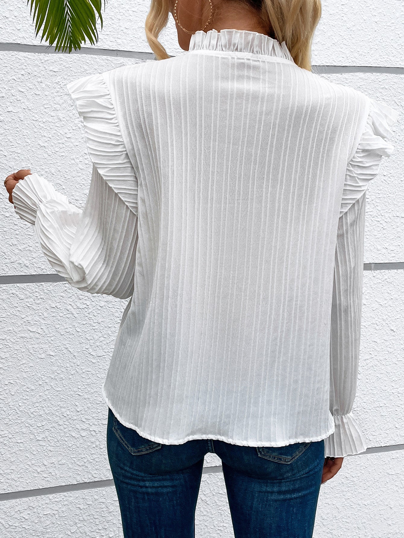 Creamtopmall Vintage court pleated white shirt