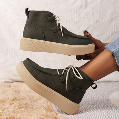 Creamtopmall Suede mid-cut flat sneakers