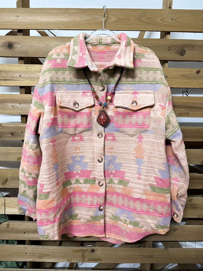 Creamtopmall Western print single breasted jacket