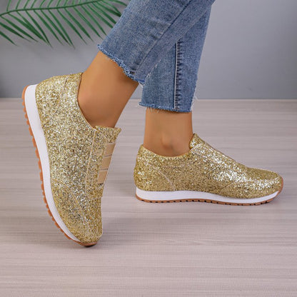 Creamtopmall Starry Sequins Slip On Sneakers